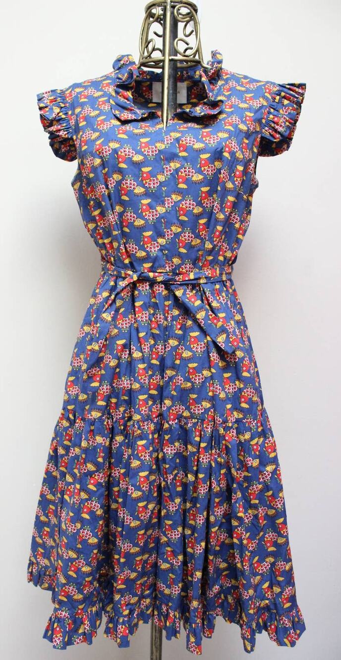 La Double J Editions Blue Rooster Ruffle Dress Size Large